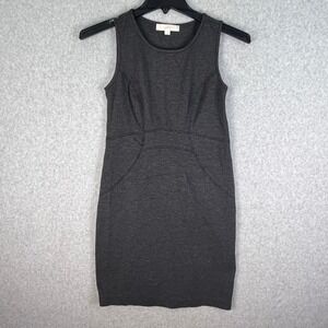 Loft Dress Women's 0 Charcoal Gray Sleeveless Sheath Stretch Workwear Chic